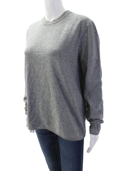 Theory Women Pullover Crew Neck Gray Nylon Long Sleeve Designer Size M