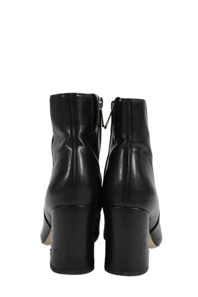 Sam Edelman Womens Leather Pointed Toe Block Heels Ankle Boots Black Size 5