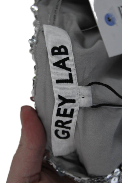 Grey Lab Womens Gray 3/4 Sleeve Button Jacket Crew Neck Size L