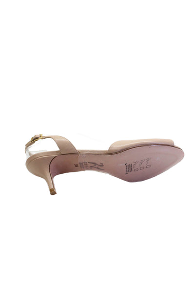 Gina Womens Stiletto Peep Toe Slingback Pumps Brown Leather Size 36