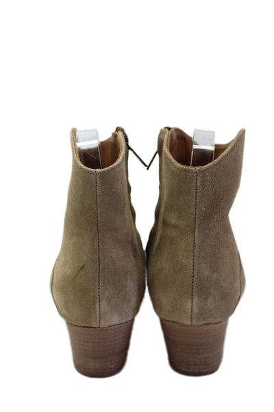 Isabel Marant Etoile Womens Side Zip Block Heel Ankle Boots Brown Suede Size 36