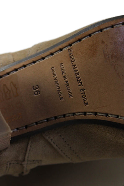 Isabel Marant Etoile Womens Side Zip Block Heel Ankle Boots Brown Suede Size 36