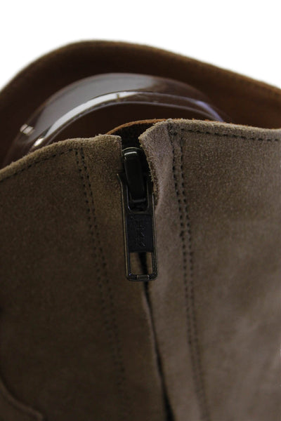 Isabel Marant Etoile Womens Side Zip Block Heel Ankle Boots Brown Suede Size 36