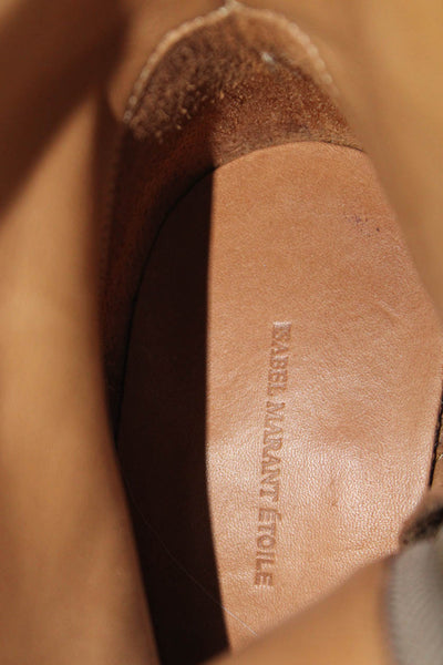 Isabel Marant Etoile Womens Side Zip Block Heel Ankle Boots Brown Suede Size 36