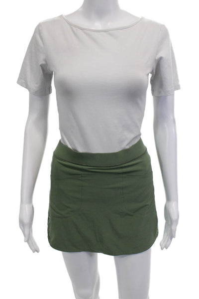 RLX Ralph Lauren Women Green Solid Polyester Blend Mini Skort Size S