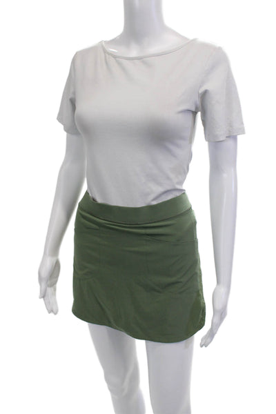 RLX Ralph Lauren Women Green Solid Polyester Blend Mini Skort Size S