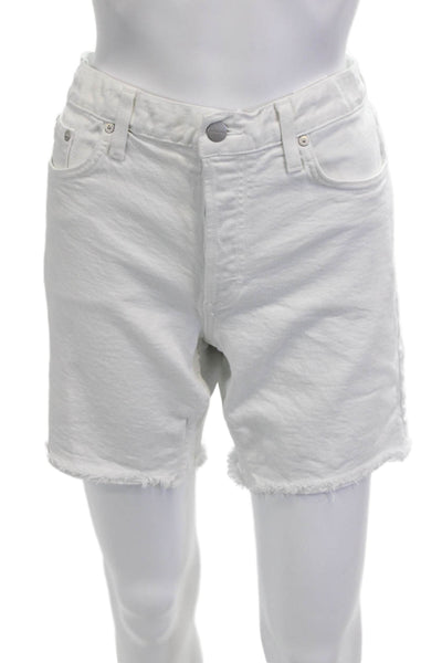 Sundry Unisex White Cotton-Spandex Beach Shorts Button Size 27