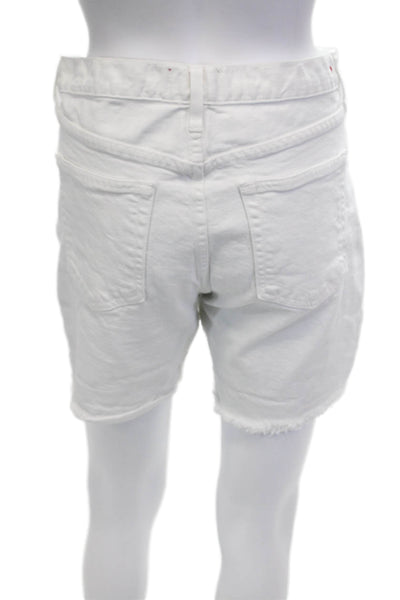 Sundry Unisex White Cotton-Spandex Beach Shorts Button Size 27
