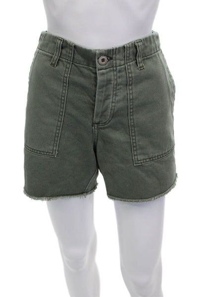 Le Superbe Unisex Cargo Chino Shorts Green Cotton Blend Solid Size 4