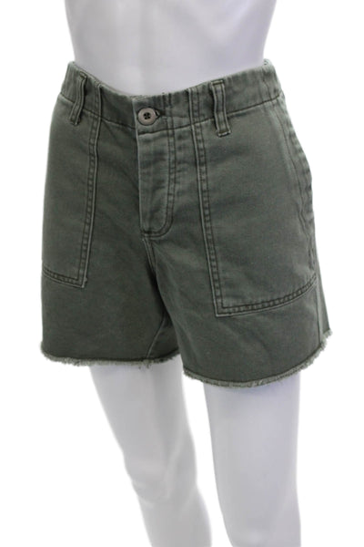 Le Superbe Unisex Cargo Chino Shorts Green Cotton Blend Solid Size 4