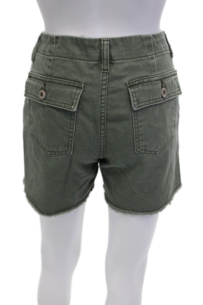 Le Superbe Unisex Cargo Chino Shorts Green Cotton Blend Solid Size 4