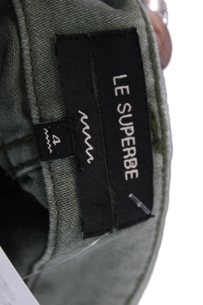 Le Superbe Unisex Cargo Chino Shorts Green Cotton Blend Solid Size 4