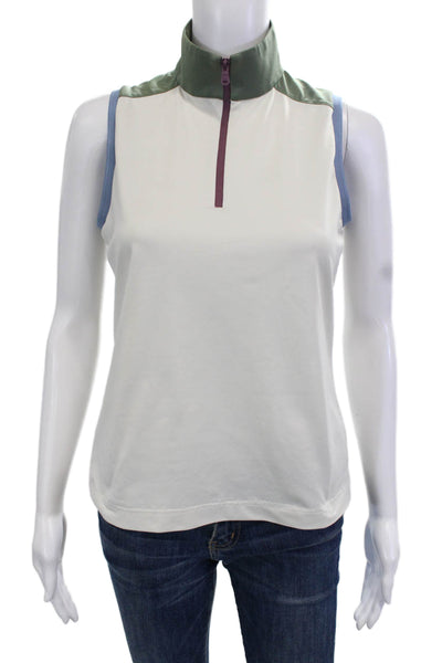 RLX Ralph Lauren Womens Petites White Sleeveless Mock Neck Zip Tank Size S
