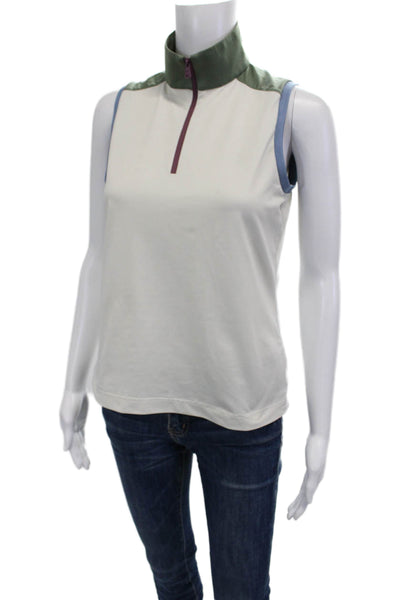 RLX Ralph Lauren Womens Petites White Sleeveless Mock Neck Zip Tank Size S