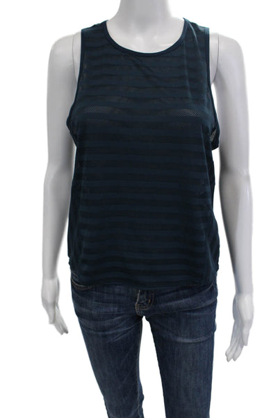 Lululemon Women Basic Tank Dark Blue Striped Nylon Blend Sleeveless Size S