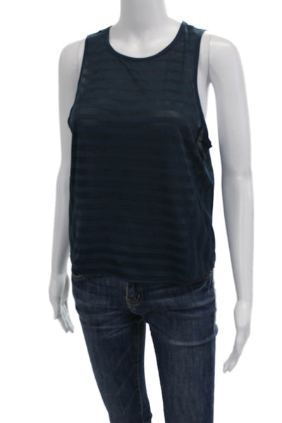 Lululemon Women Basic Tank Dark Blue Striped Nylon Blend Sleeveless Size S