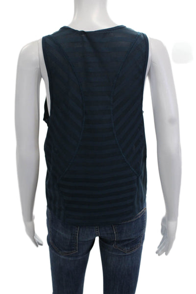 Lululemon Women Basic Tank Dark Blue Striped Nylon Blend Sleeveless Size S
