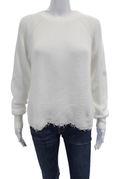 Cotton By Autumn Cashmere, Unisex Pullover Sweater White Crew Neck Size M