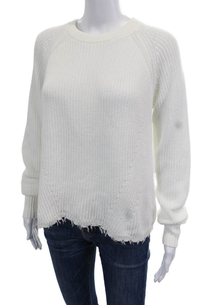 Cotton By Autumn Cashmere, Unisex Pullover Sweater White Crew Neck Size M