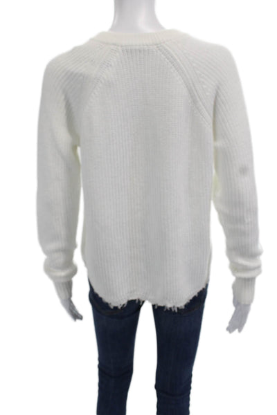 Cotton By Autumn Cashmere, Unisex Pullover Sweater White Crew Neck Size M