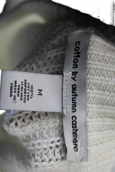 Cotton By Autumn Cashmere, Unisex Pullover Sweater White Crew Neck Size M