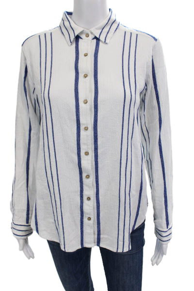 Xirena Womens Collared Striped Cotton Button-Up Blouse Long Sleeve Size XS