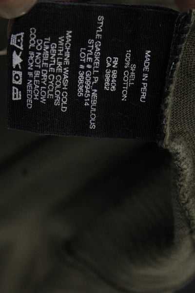Theory Unisex Long Sleeve Crew Neck Green Basic T-Shirt Army Size L