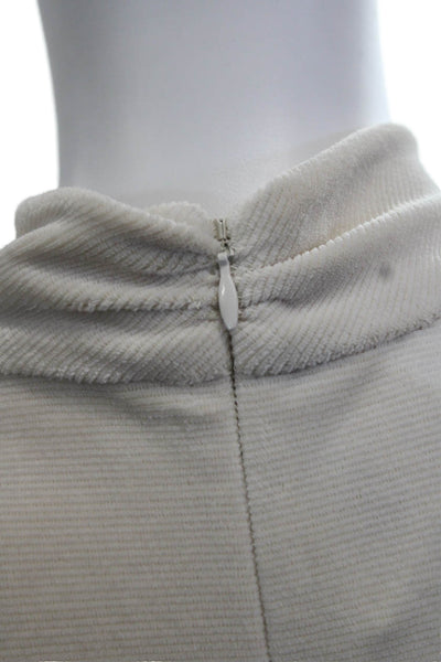 ALC Womens Mock Neck Long Sleeve Beige Blouse Zip Closure Size 6