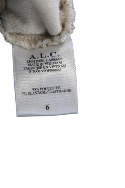 ALC Womens Mock Neck Long Sleeve Beige Blouse Zip Closure Size 6