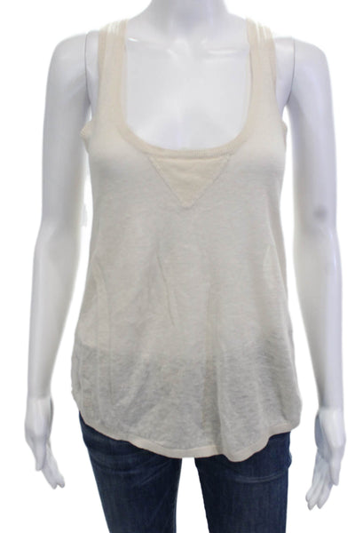 Joie Women Basic Sleeveless Tank Beige Cotton Round Neck Size XS