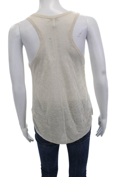 Joie Women Basic Sleeveless Tank Beige Cotton Round Neck Size XS