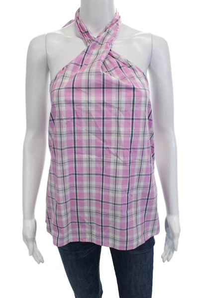 J Crew Womens Pink Plaid Cotton Sleeveless Tank Preppy Size M