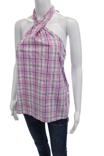J Crew Womens Pink Plaid Cotton Sleeveless Tank Preppy Size M