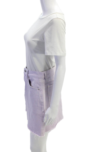 7 For All Mankind Womens Purple A-Line Mini Skirt Cotton Blend Solid Size 28