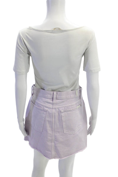 7 For All Mankind Womens Purple A-Line Mini Skirt Cotton Blend Solid Size 28