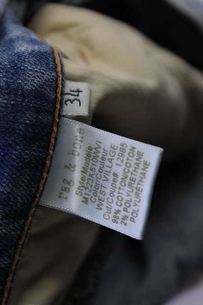 Rag & Bone Unisex Boyfriend Cropped Blue Jeans Size 34