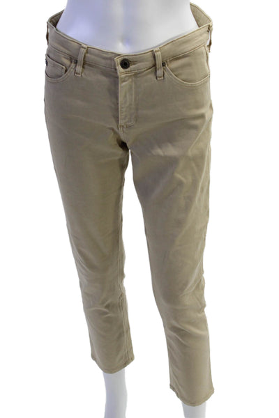 AG Adriano Goldschmied Women Cropped Ankle Khakis Pants Beige Size 28