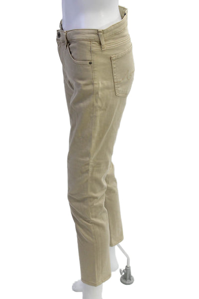 AG Adriano Goldschmied Women Cropped Ankle Khakis Pants Beige Size 28