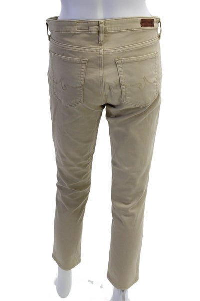 AG Adriano Goldschmied Women Cropped Ankle Khakis Pants Beige Size 28