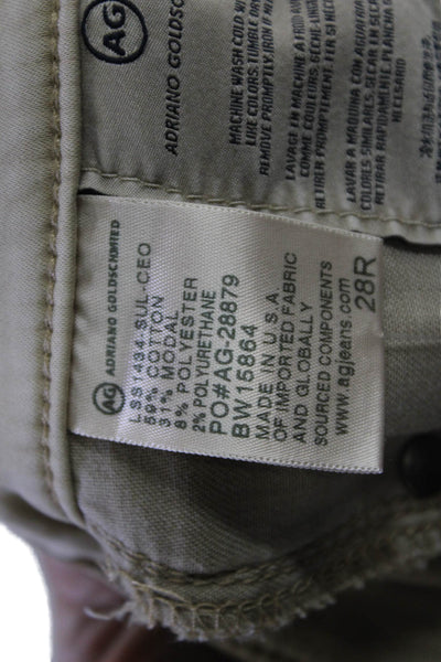 AG Adriano Goldschmied Women Cropped Ankle Khakis Pants Beige Size 28