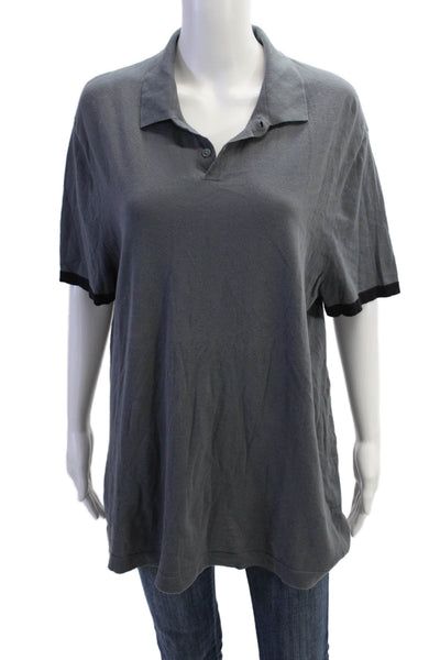 James Perse Mens Short Sleeve Collared Polo Dark Gray Cotton Size 4