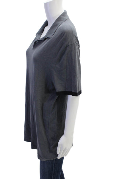 James Perse Mens Short Sleeve Collared Polo Dark Gray Cotton Size 4