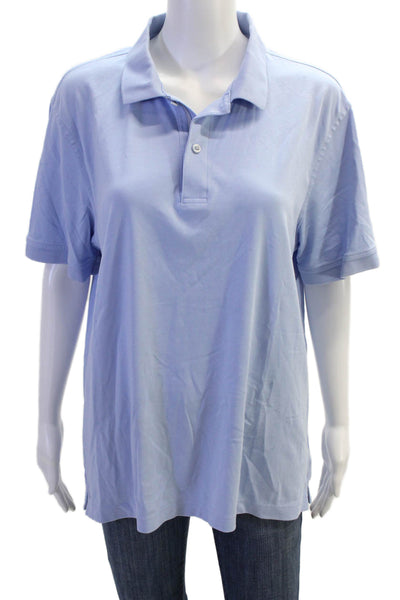 Untuckit Mens Cotton Short Sleeve Casual Collared Polo Shirt Blue Size L