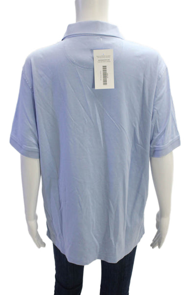 Untuckit Mens Cotton Short Sleeve Casual Collared Polo Shirt Blue Size L