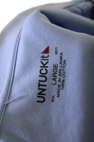 Untuckit Mens Cotton Short Sleeve Casual Collared Polo Shirt Blue Size L