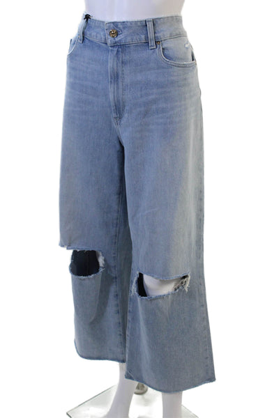 Paige Women Ankle Wide-Leg Jeans Light Blue High Rise Size 31