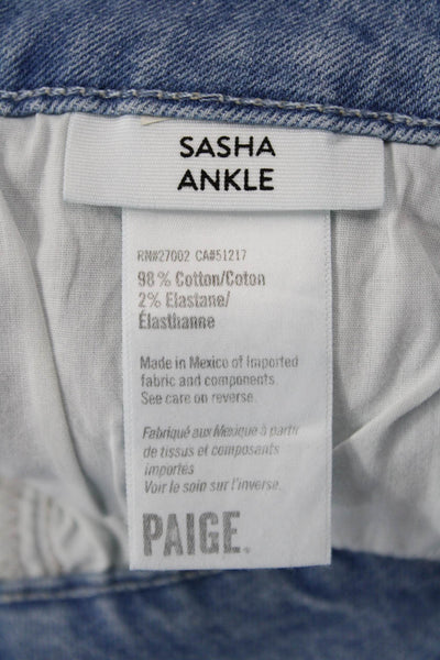 Paige Women Ankle Wide-Leg Jeans Light Blue High Rise Size 31