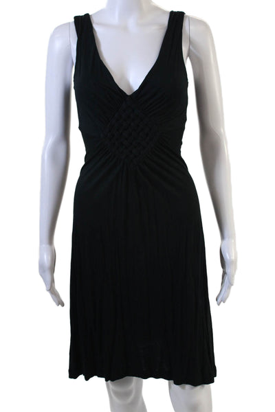 Banana Republic Women Tank Dress Black V-Neck Mid-Calf Rayon Size XS