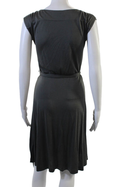 Banana Republic Women Silk Dark Gray V-Neck Sleeveless Shirt Dress Size XS