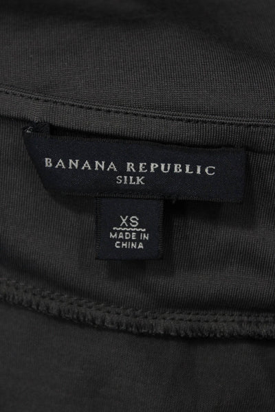 Banana Republic Women Silk Dark Gray V-Neck Sleeveless Shirt Dress Size XS